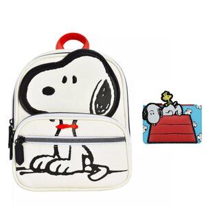 Peanuts Snoopy Mini Backpack with Snoopy and Woodstock Card Wallet Combo